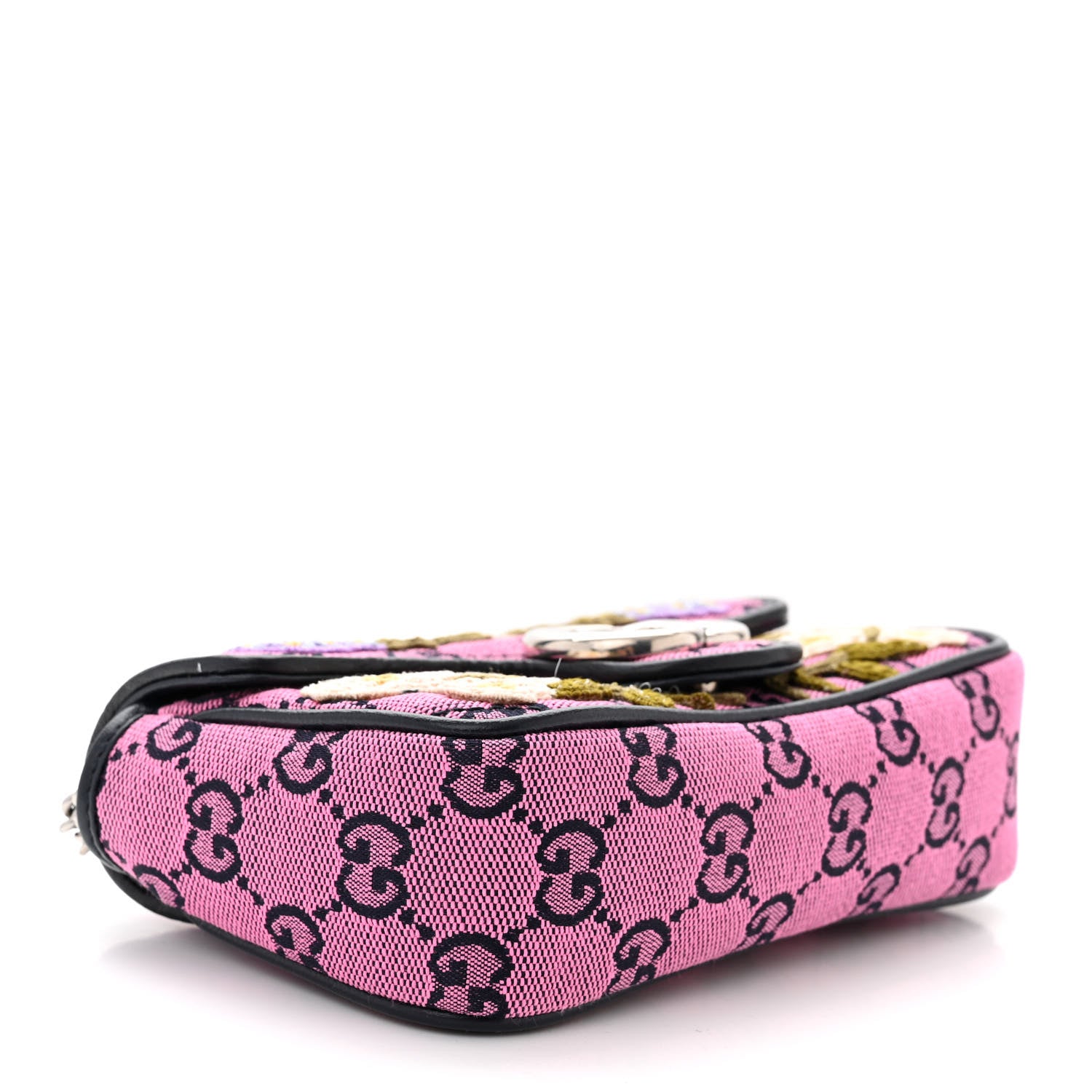 Gucci Monogram Multicolor Matelasse Diagonal Floral Embroidered Super Mini GG Marmont Shoulder Bag Pink Blue Ivory Green Lilac 4 of 11