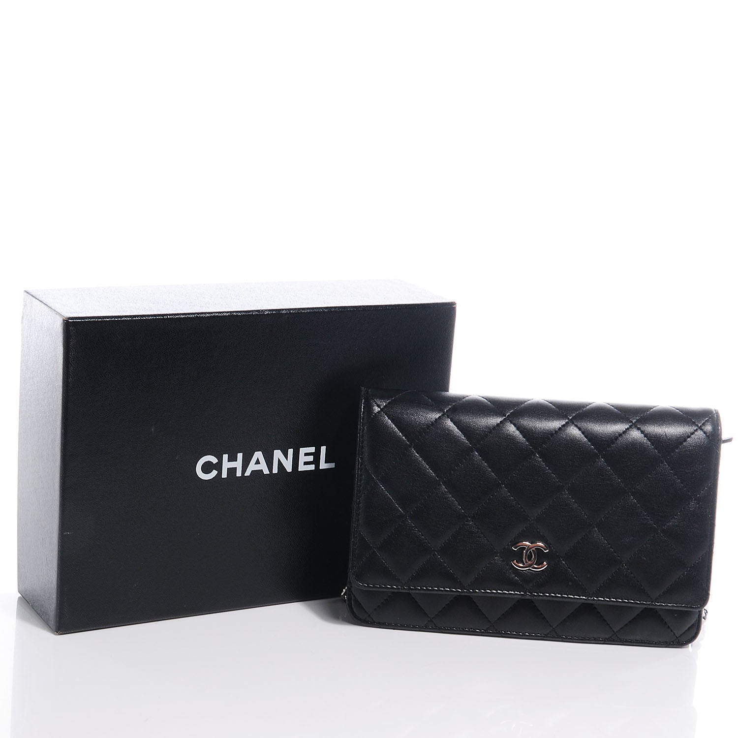 Chanel Lambskin Quilted Wallet On Chain WOC Black 5 of 8