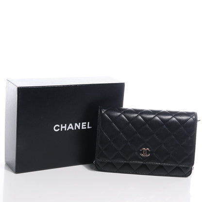 Chanel Lambskin Quilted Wallet On Chain WOC Black 5 of 8