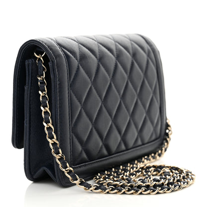 Chanel Lambskin Quilted CC Wallet On Chain WOC Dark Blue 3 of 11