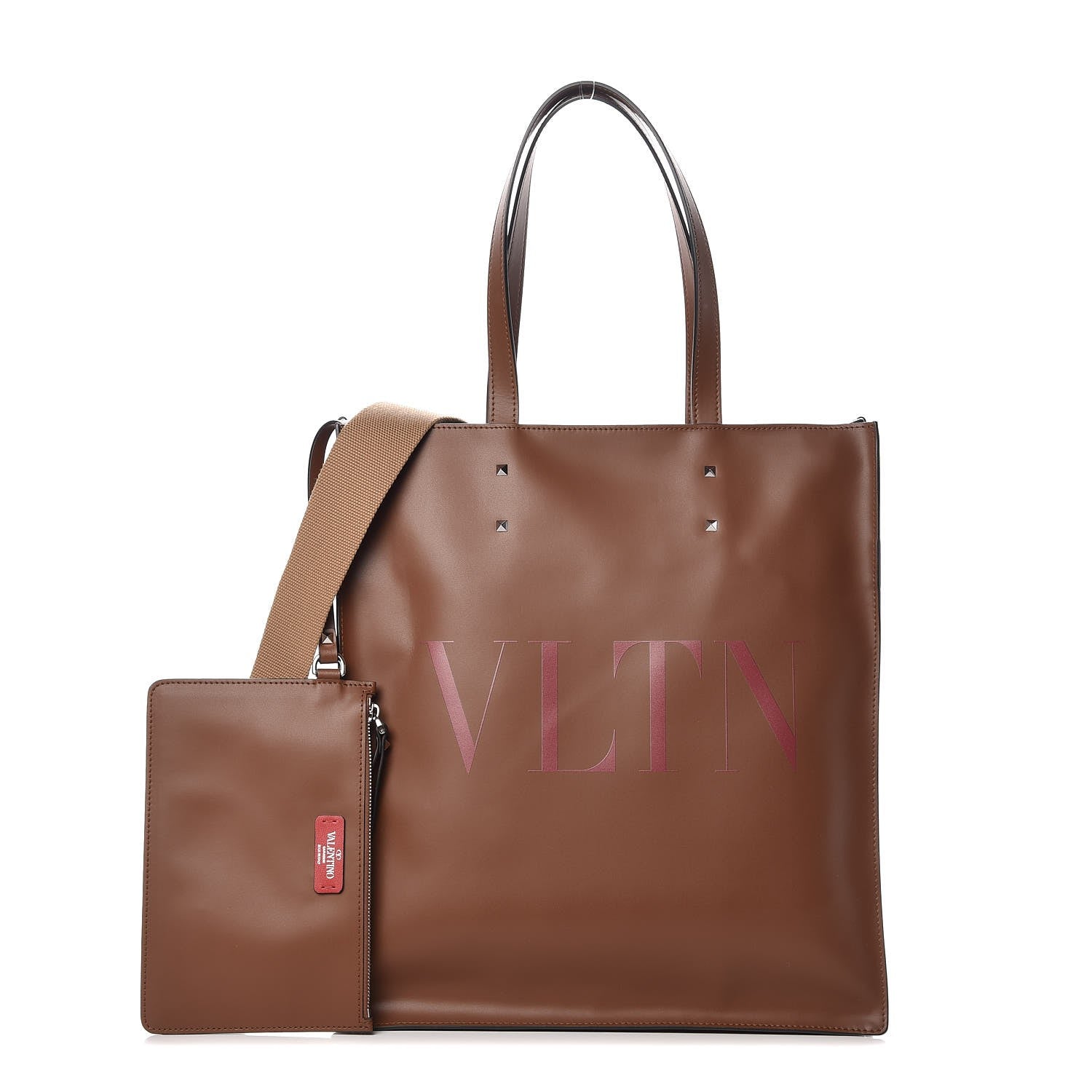 Valentino Garavani Printed Calfskin VLTN Tote Bag Brown 3 of 7