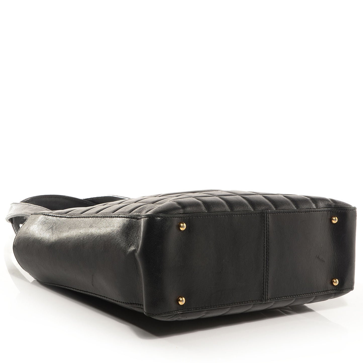 Lambskin Quilted Chocolate Bar Tote Black