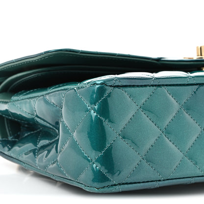 Chanel Shaded Patent Calfskin Quilted Medium Double Flap Green Blue 9 of 10