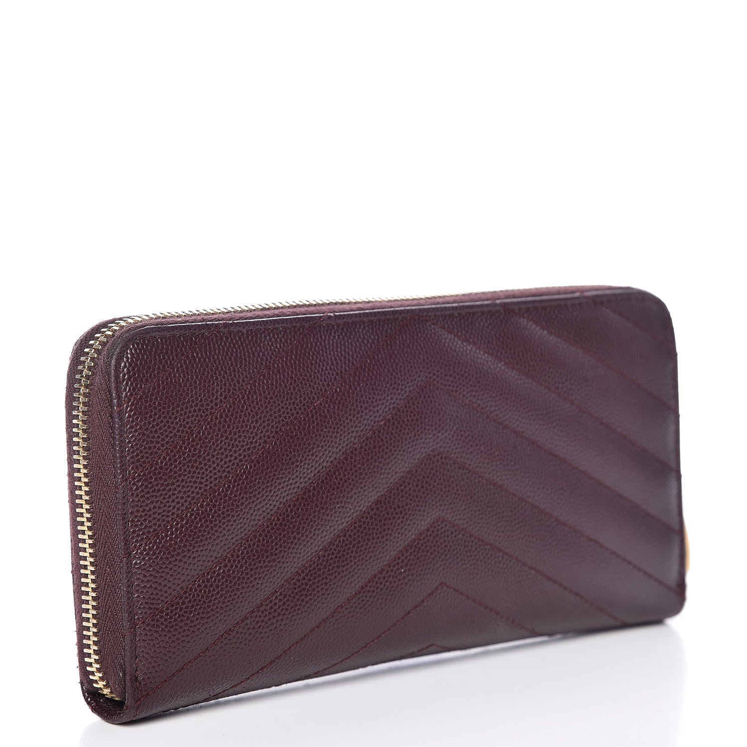 Saint Laurent Grain De Poudre Matelasse Chevron Monogram Zip Around Wallet Amaranto 3 of 9