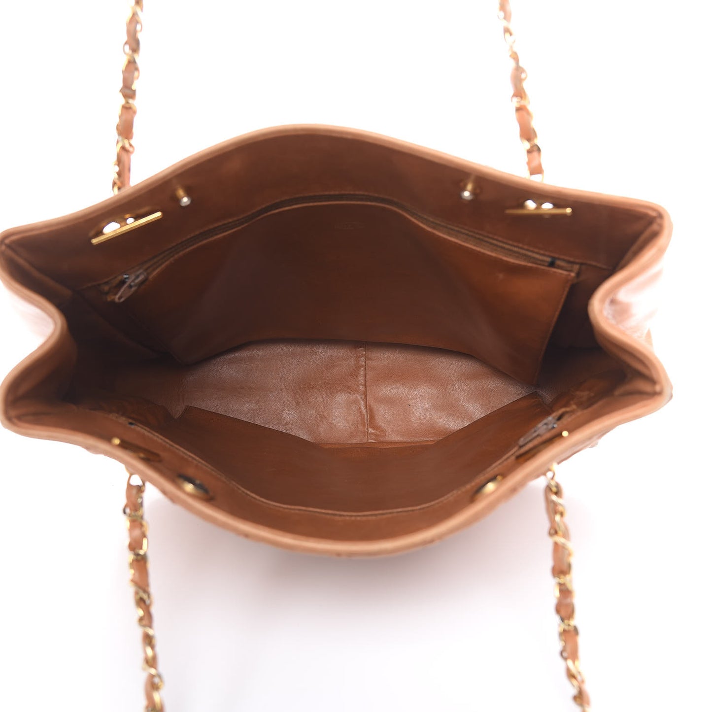 Lambskin Quilted Shopping Tote Brown
