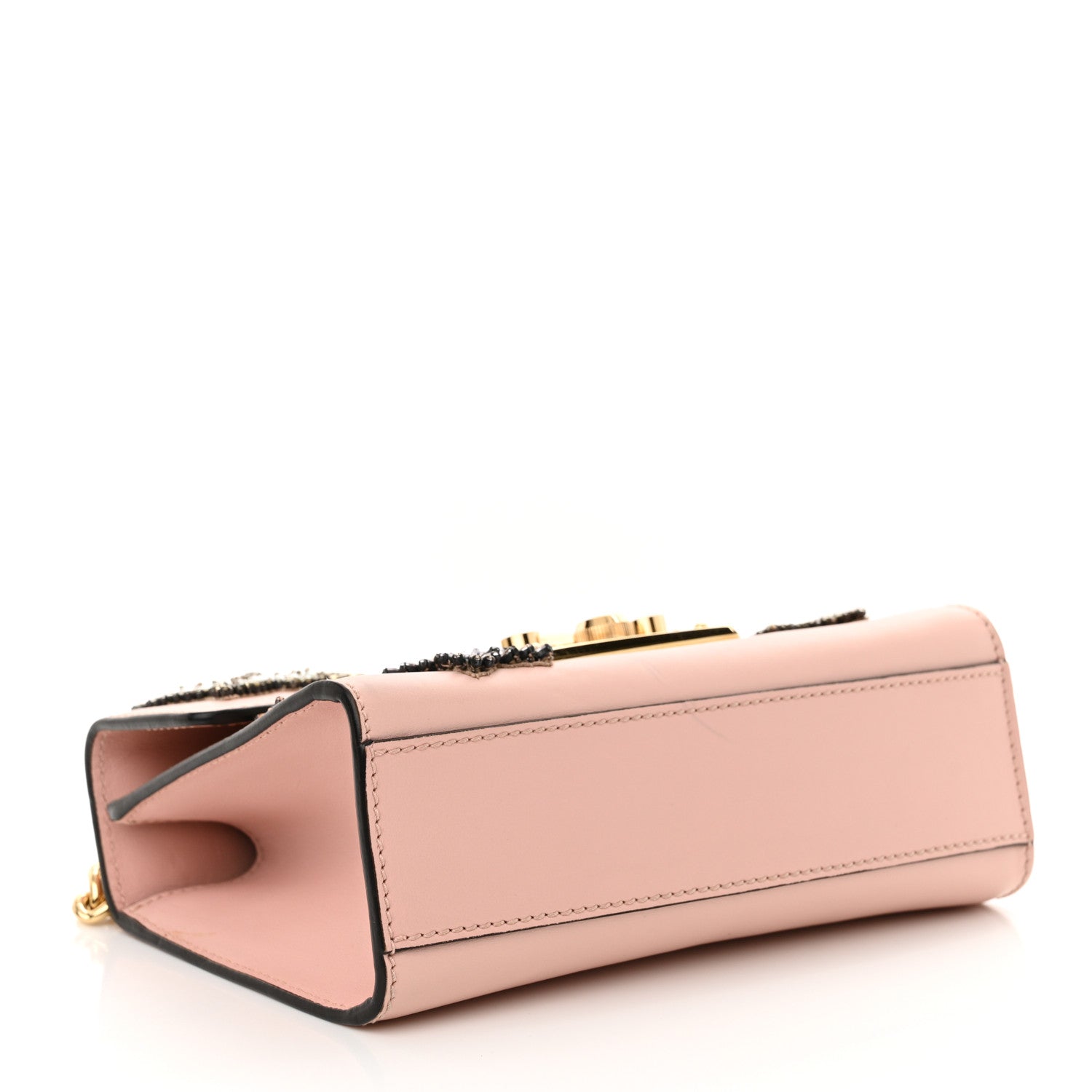Gucci Calfskin Crystal Star Embroidered Small Padlock Shoulder Bag Perfect Pink Multicolor 4 of 14