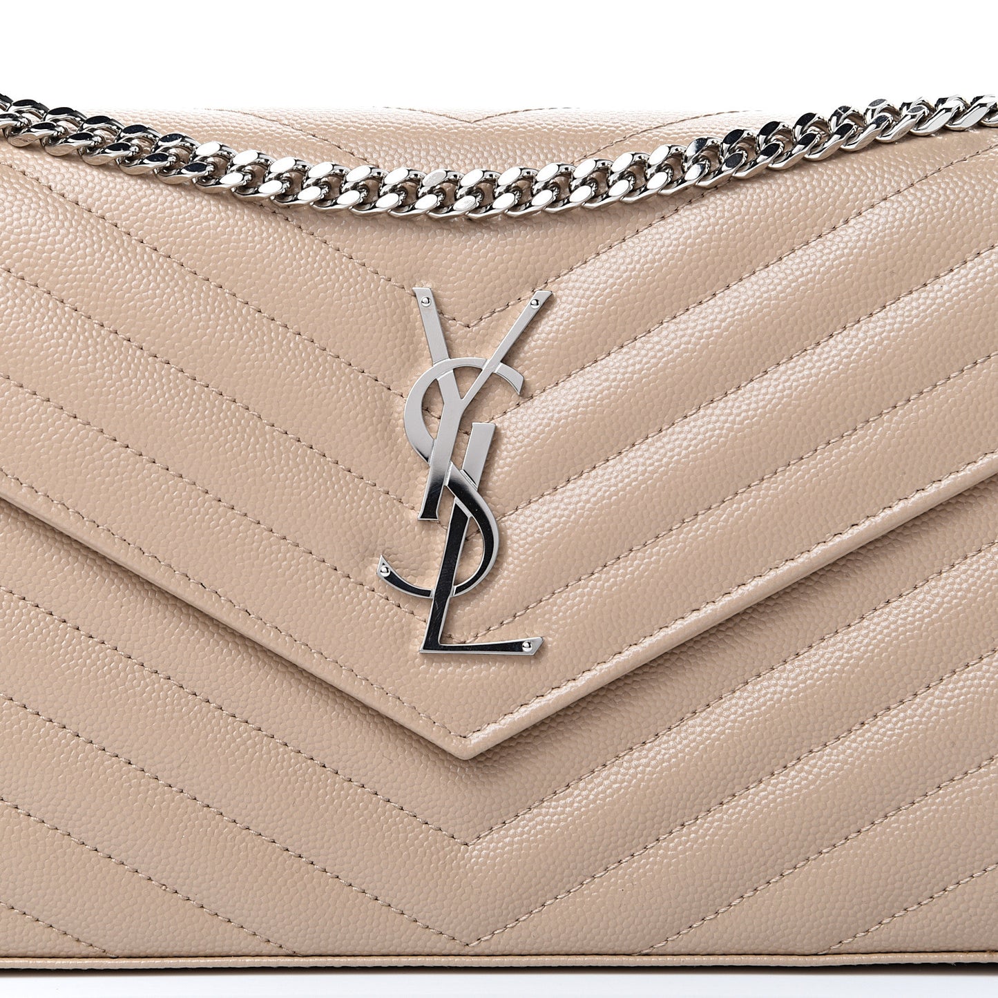 Grain De Poudre Matelasse Chevron Monogram Chain Wallet Nude Powder