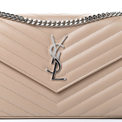 Saint Laurent Grain De Poudre Matelasse Chevron Monogram Chain Wallet Nude Powder 7 of 10