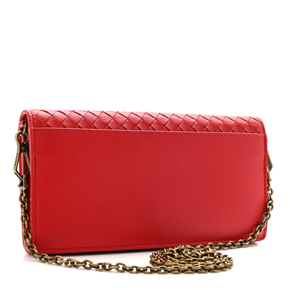Bottega Veneta Nappa Intrecciato Continental Wallet on Chain Red 2 of 14
