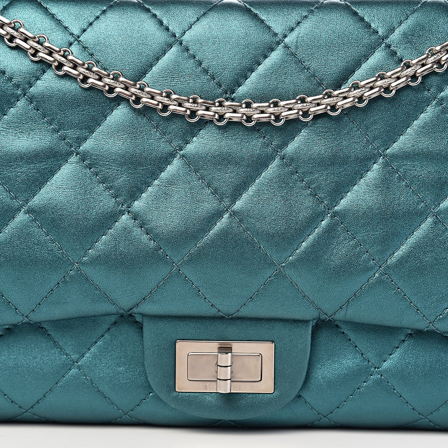 Metallic Calfskin Quilted 2.55 Reissue 227 Flap Turquoise