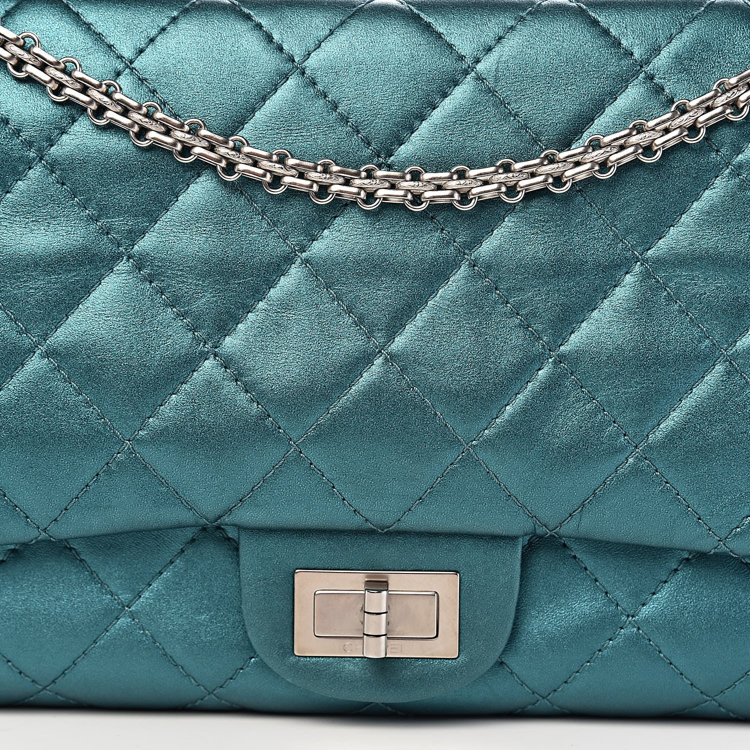 Chanel Metallic Calfskin Quilted 2.55 Reissue 227 Flap Turquoise 17 of 17