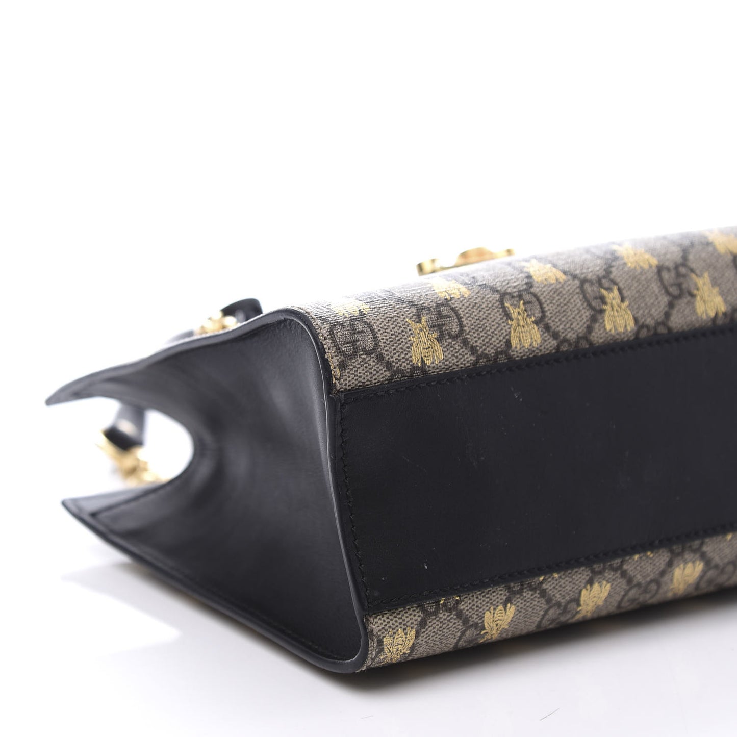 GG Supreme Monogram Bees Small Padlock Tote Beige Oro Black