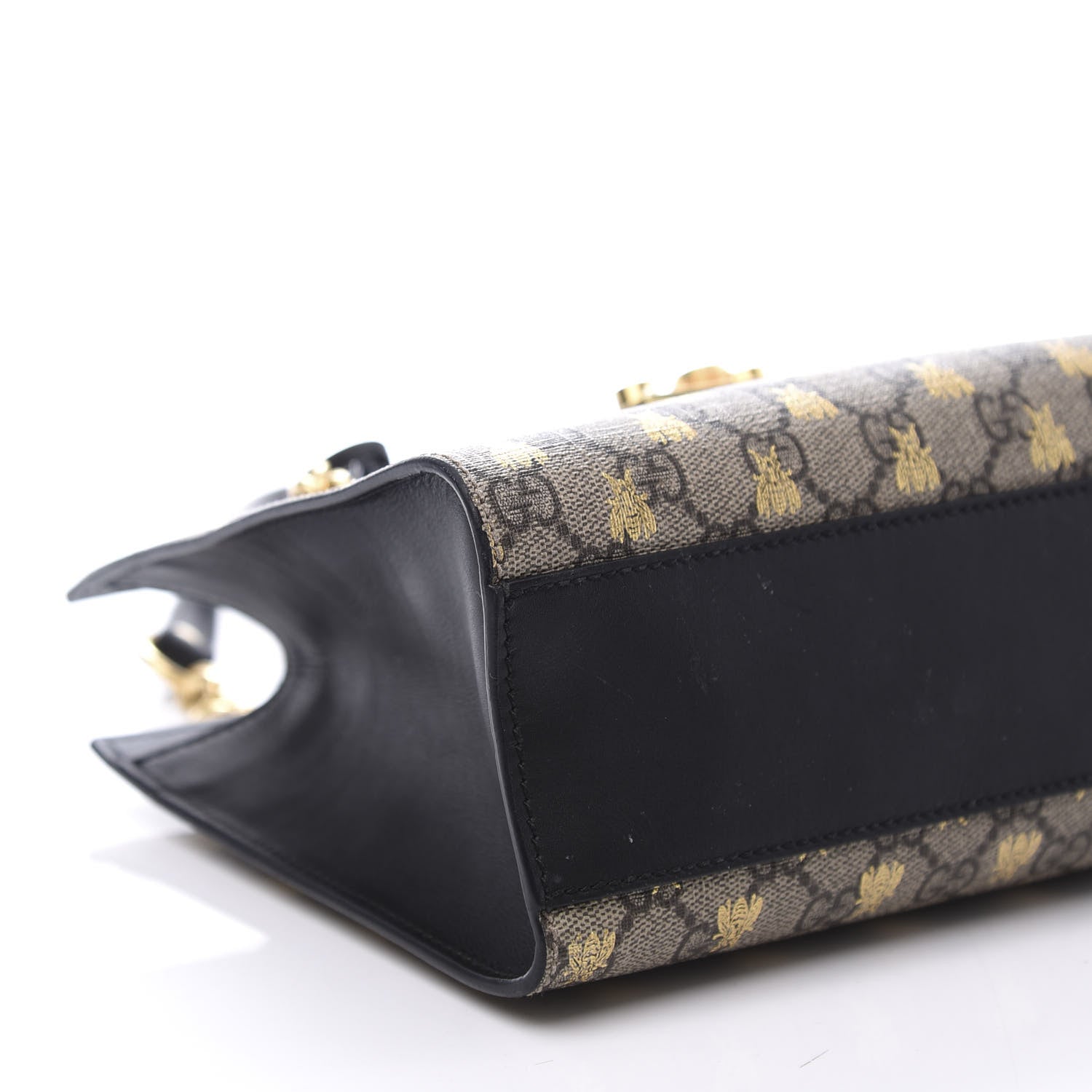 Gucci GG Supreme Monogram Bees Small Padlock Tote Beige Oro Black 10 of 13