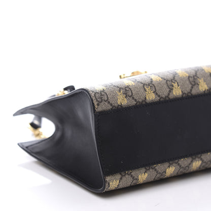 Gucci GG Supreme Monogram Bees Small Padlock Tote Beige Oro Black 10 of 13