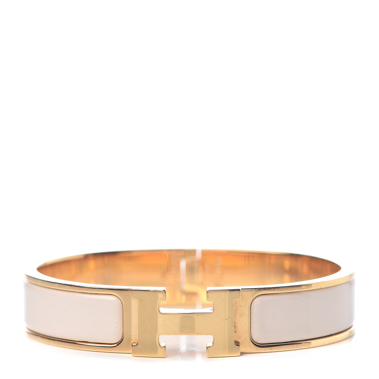 Hermes Enamel Narrow Clic Clac H Bracelet PM Craie 1 of 5
