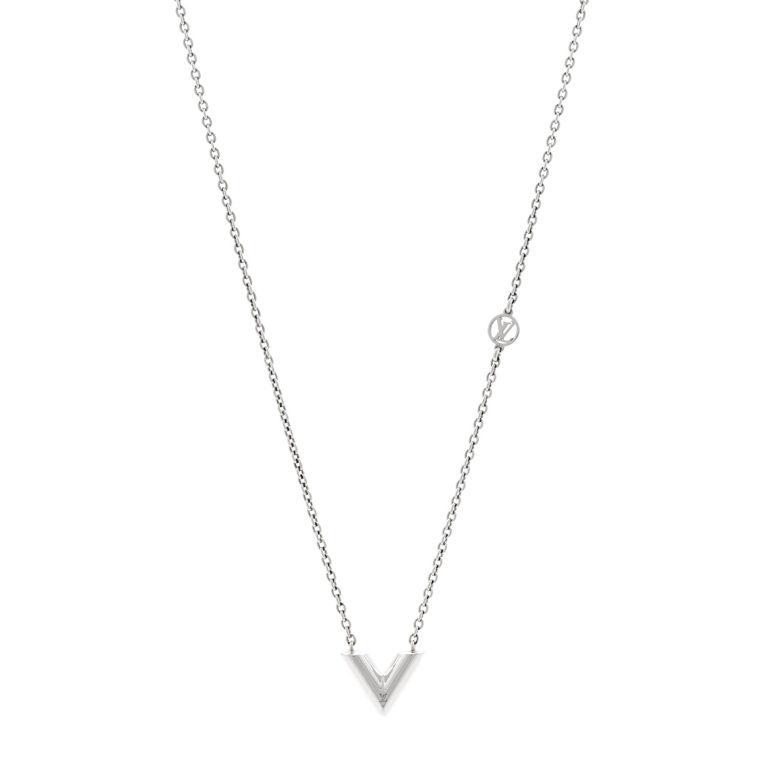 Louis Vuitton Metal Essential V Supple Necklace Silver 1 of 7