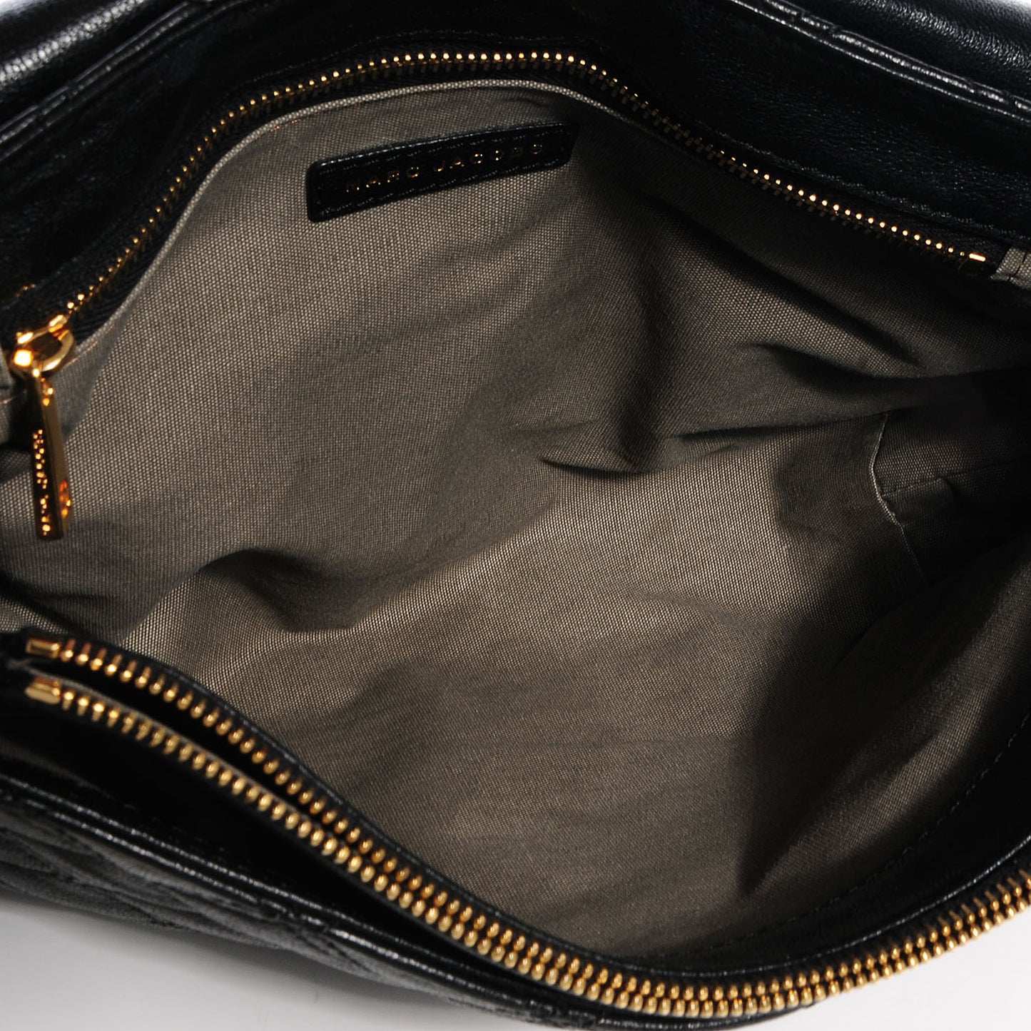 Lacquered Lambskin The Large Single Flap Black