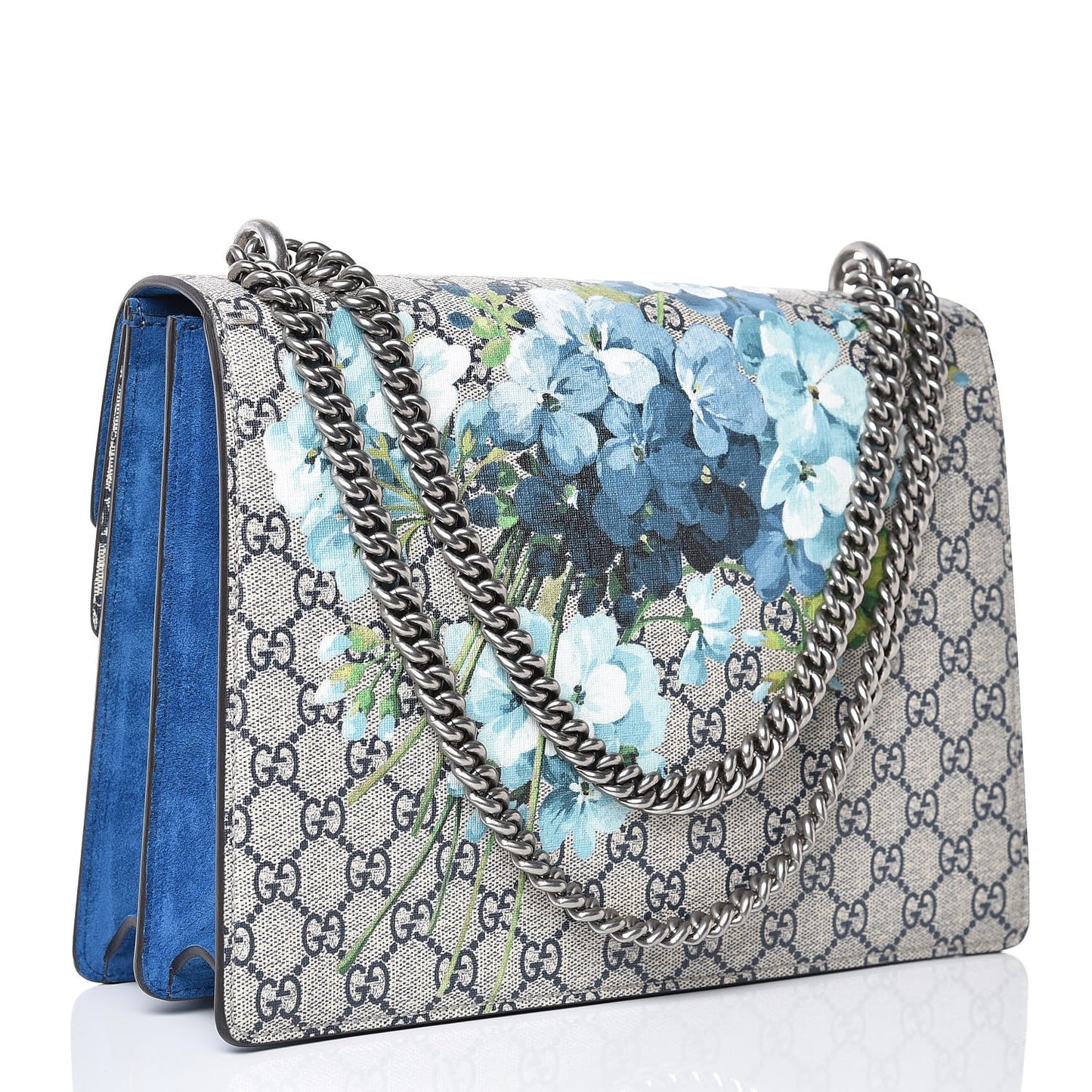 GG Supreme Monogram Blooms Medium Dionysus Shoulder Bag Beige Navy Vintage Blue