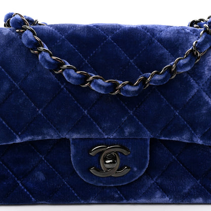 Chanel Velvet Quilted Mini Rectangular Flap Dark Blue 8 of 10