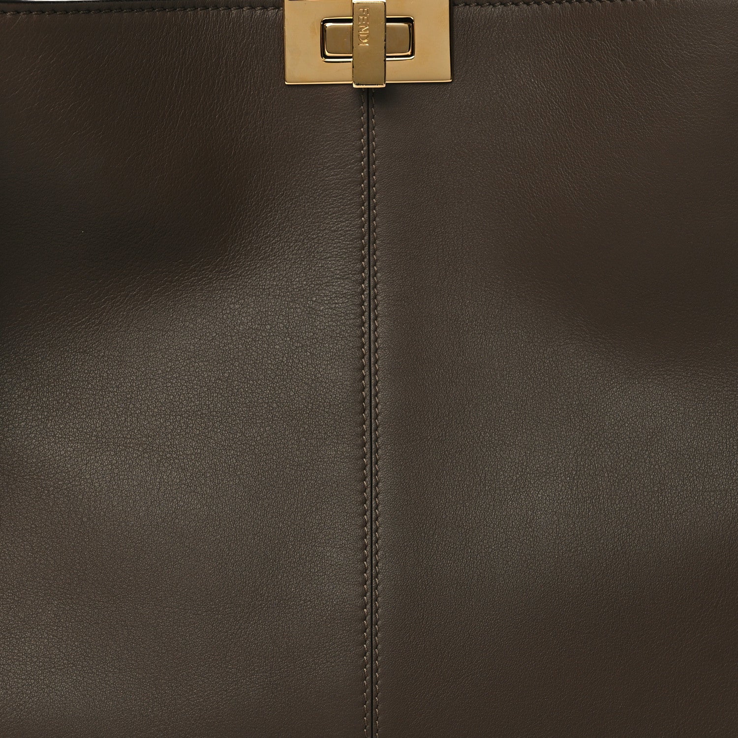 Fendi Vitello Seta Glazed Fabric FF 1974 Medium Peekaboo X-Lite Maya Mogano Panna 6 of 8