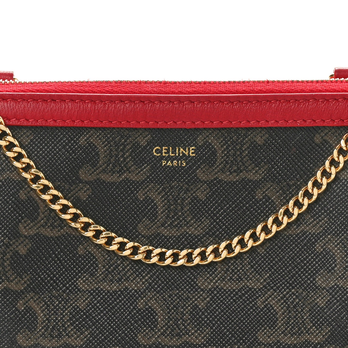 Lambskin Triomphe Canvas Clutch With Chain Red