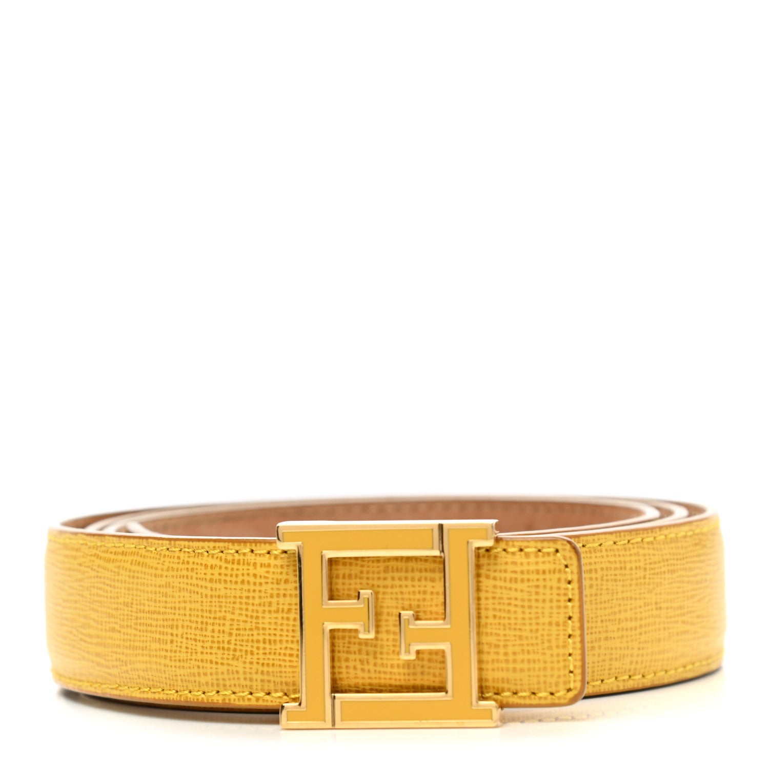 Fendi Vitello Elite FF Buckle Belt 90 36 Yellow 1 of 6