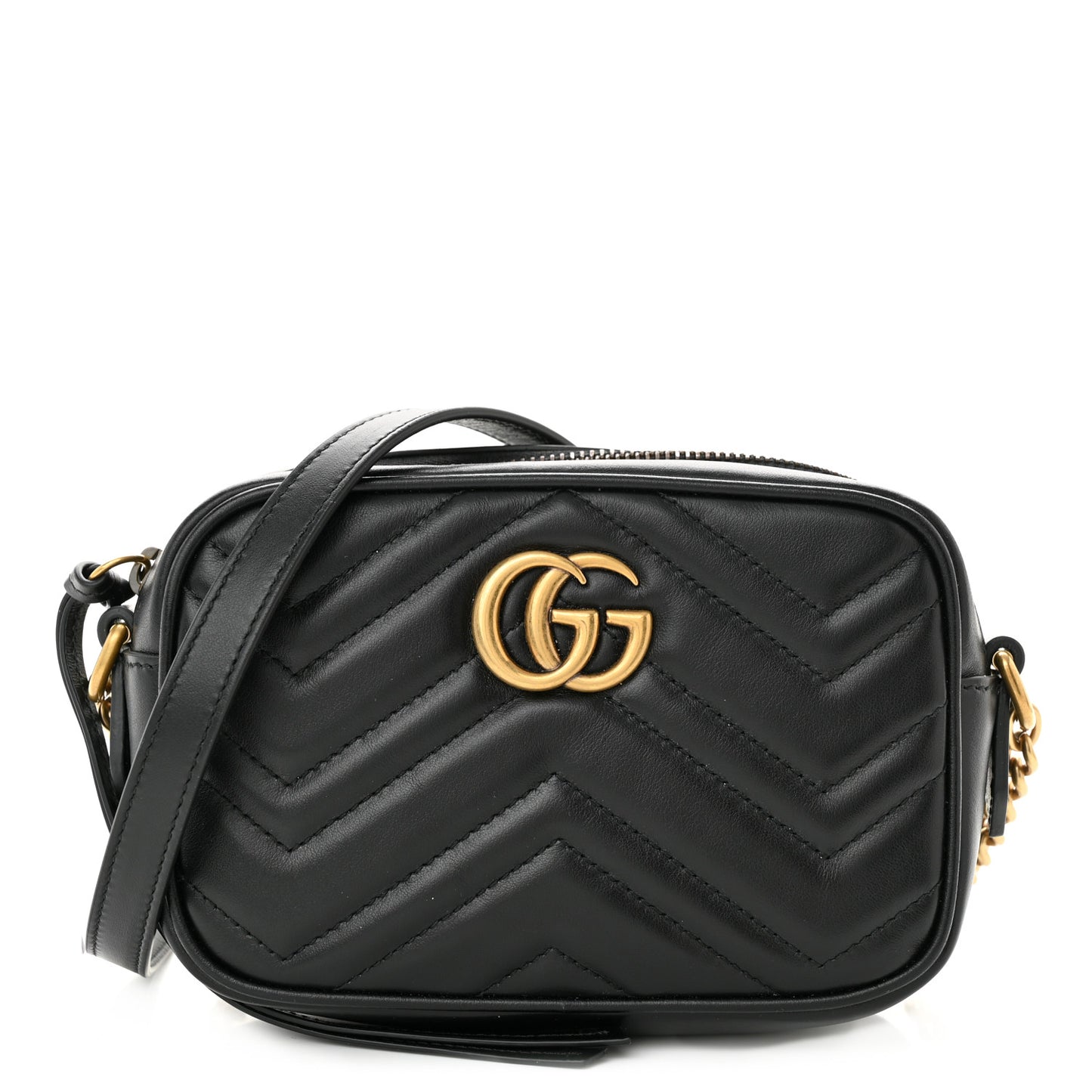 Calfskin Matelasse Mini GG Marmont Chain Shoulder Bag Black