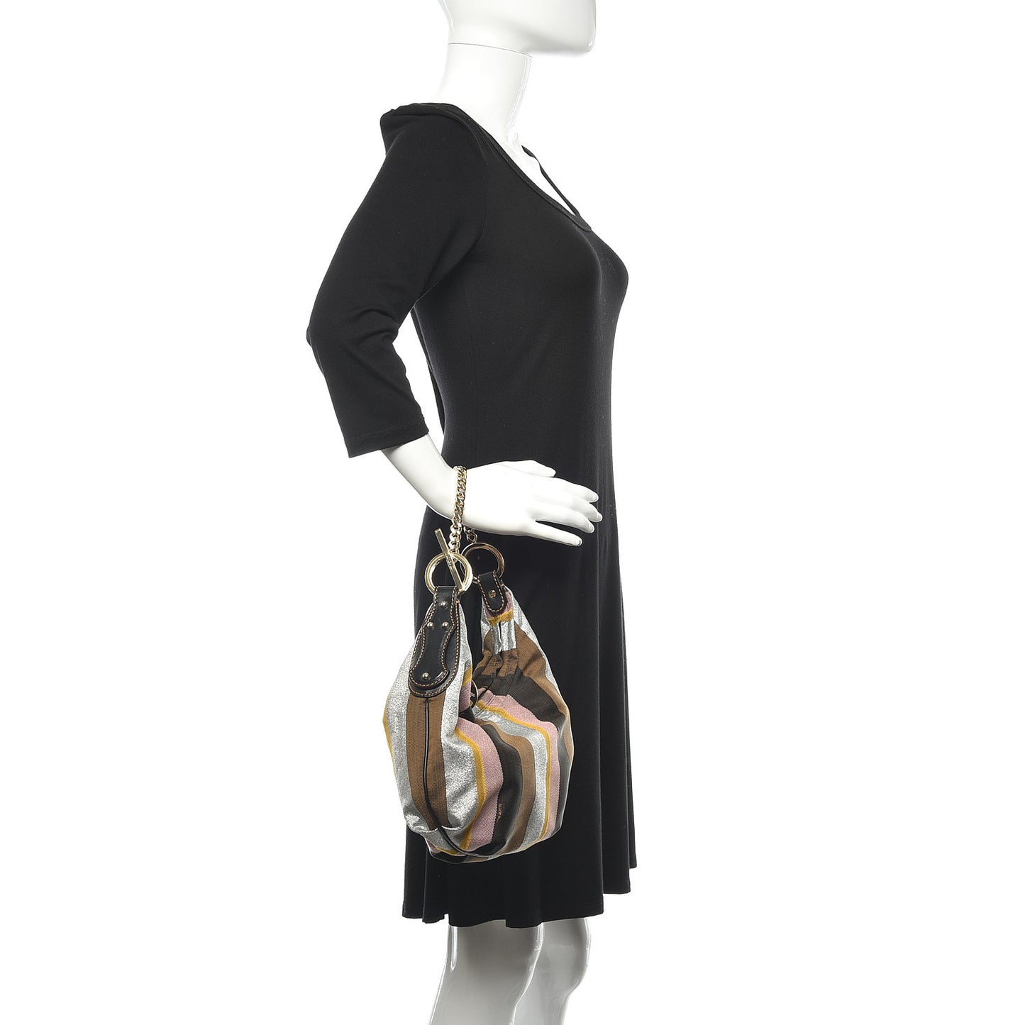 Pequin Small Chef Chain Hobo Multicolor Rosa Black