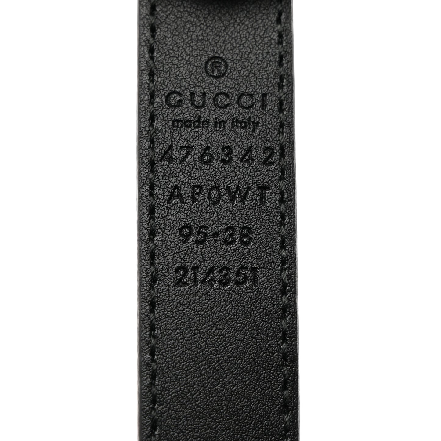 Calfskin Pearl Double G 20mm Belt 95 38 Black Cream