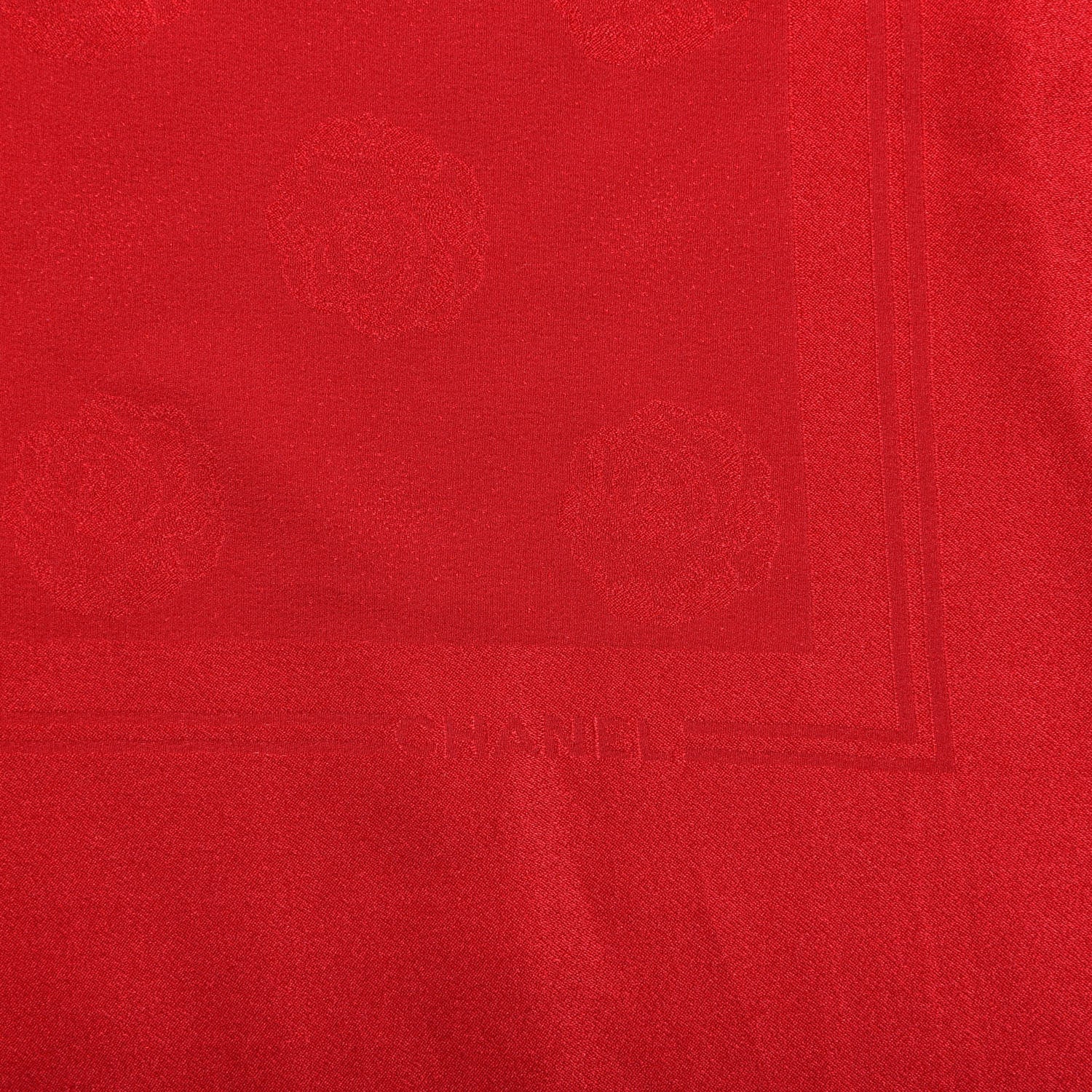 Chanel Silk Roses Square Scarf Red 2 of 3