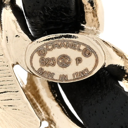 Chanel Lambskin Crystal CC Chain Brooch Black Gold 4 of 5
