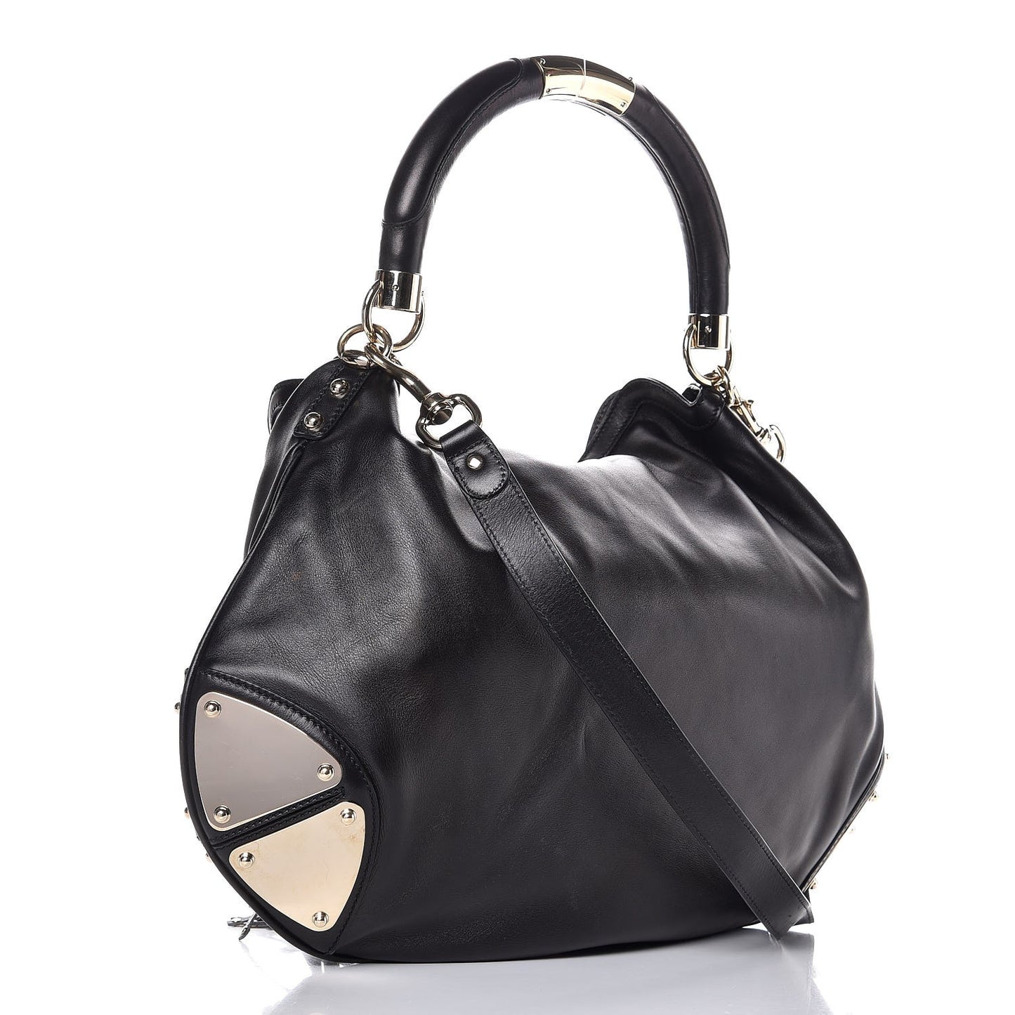 Calfskin Large Indy Top Handle Hobo Black