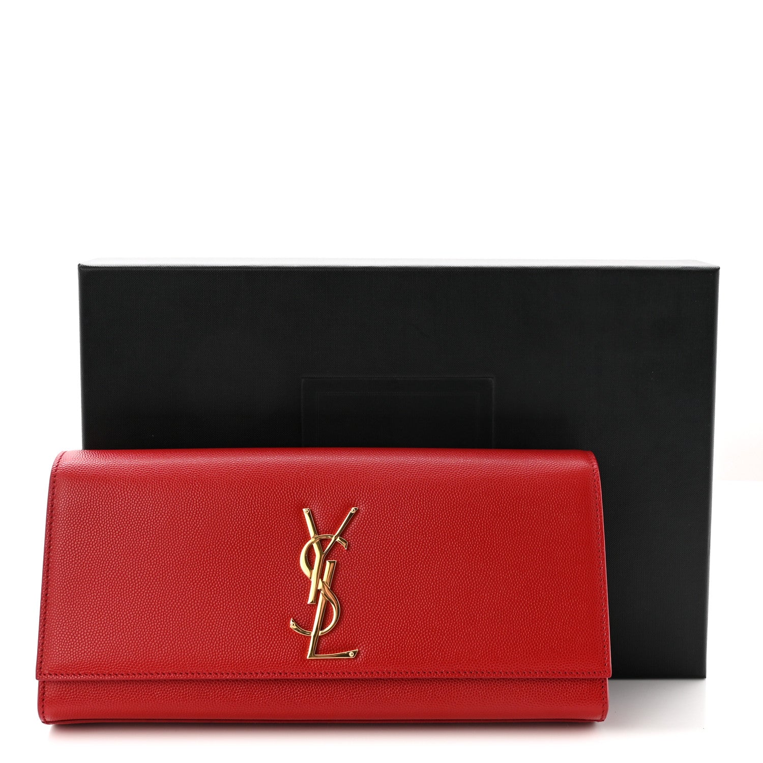 Saint Laurent Grain De Poudre Classic Monogram Cassandre Clutch Red 7 of 7