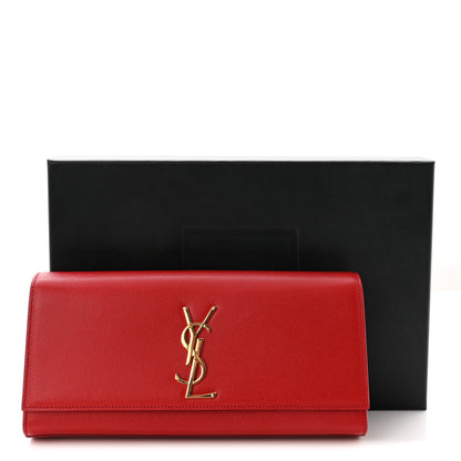 Saint Laurent Grain De Poudre Classic Monogram Cassandre Clutch Red 7 of 7