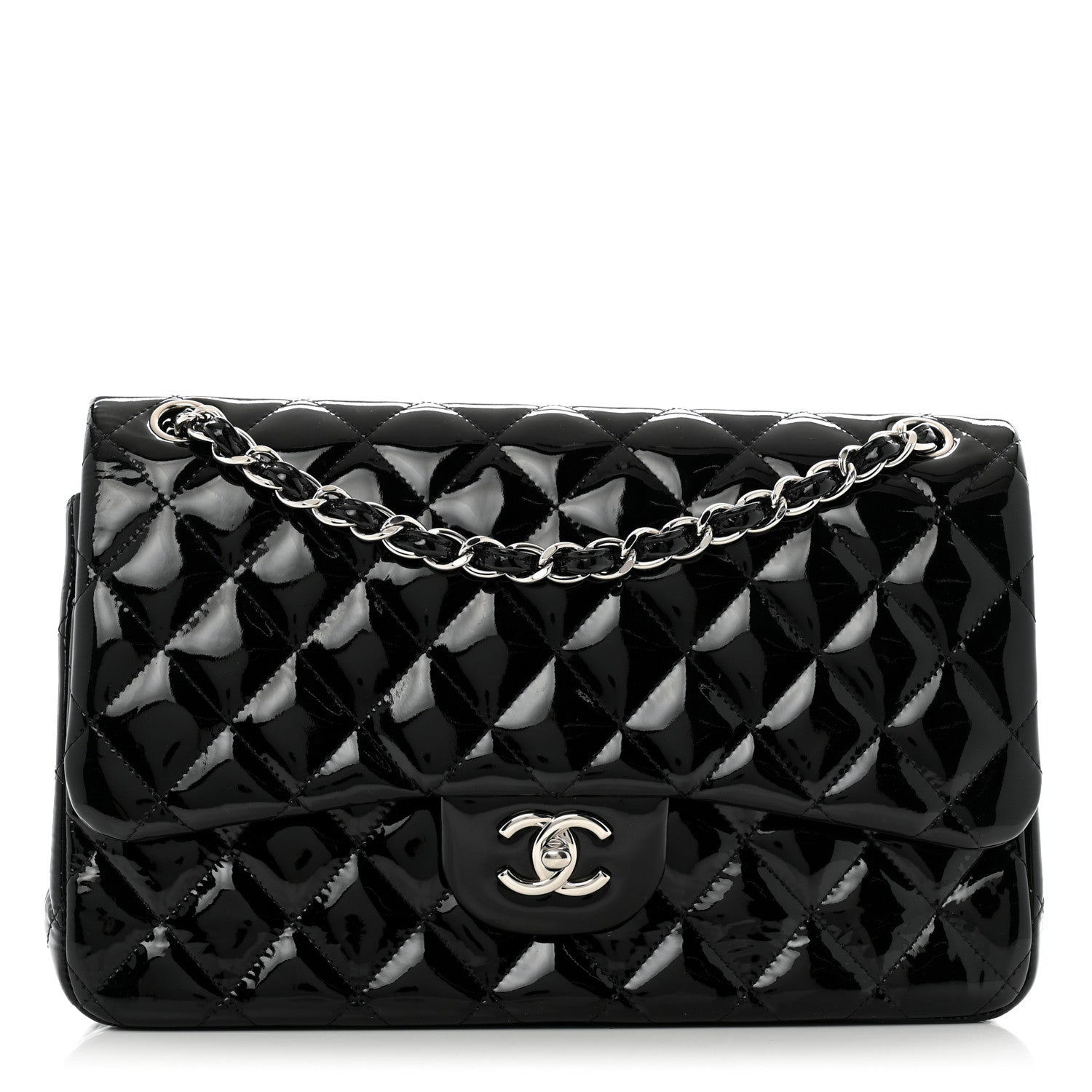 Chanel Patent Quilted Jumbo Double Flap Black 1 of 15