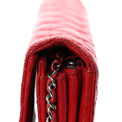 Chanel Lambskin Quilted East West Flap Clutch Red 16 of 16