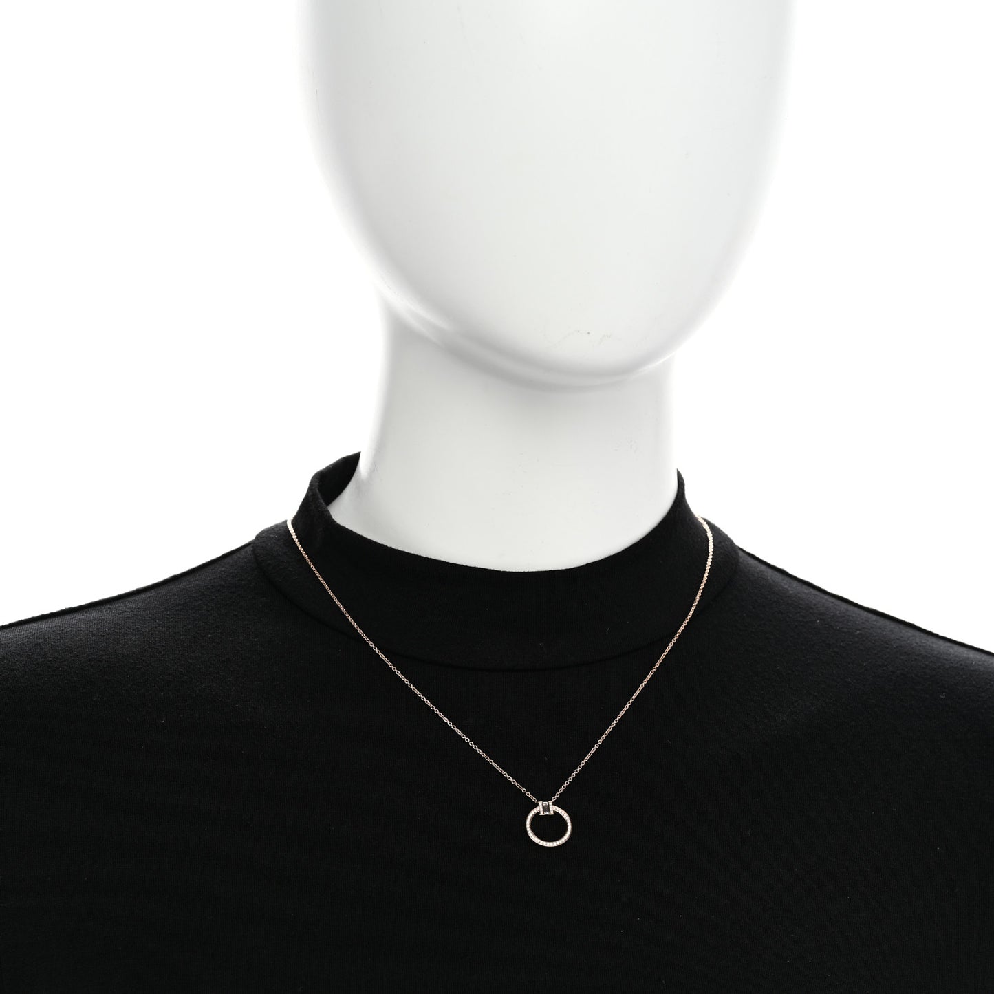 18K Rose Gold Diamond T Baguette Pave Pendant Necklace