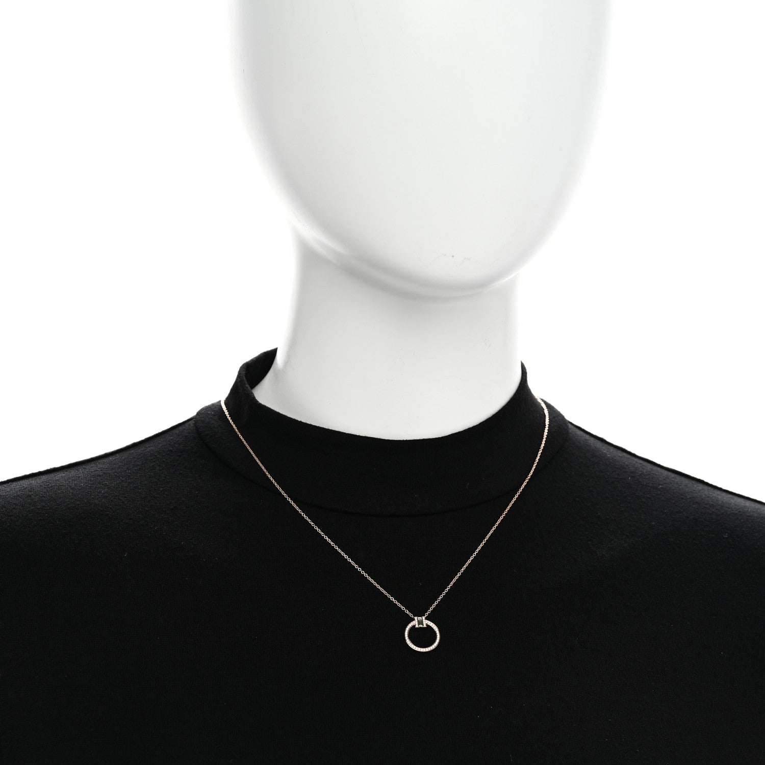 Tiffany 18K Rose Gold Diamond T Baguette Pave Pendant Necklace 2 of 6
