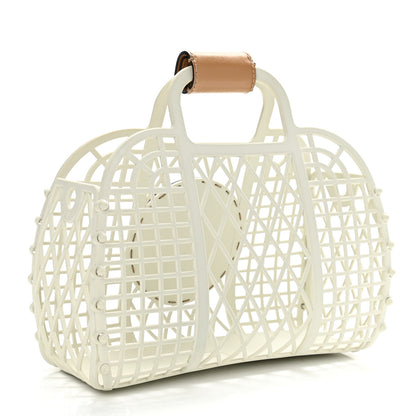 Fendi Recycled Plastic Vitello Liberty Matte Small Fendi Basket White Ice Miele Scuro 3 of 12