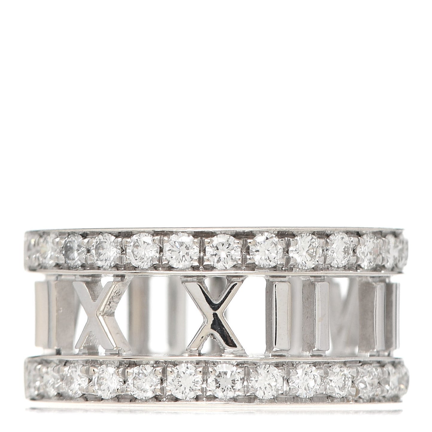 18K White Gold Diamond Atlas Open Ring 50 5.5