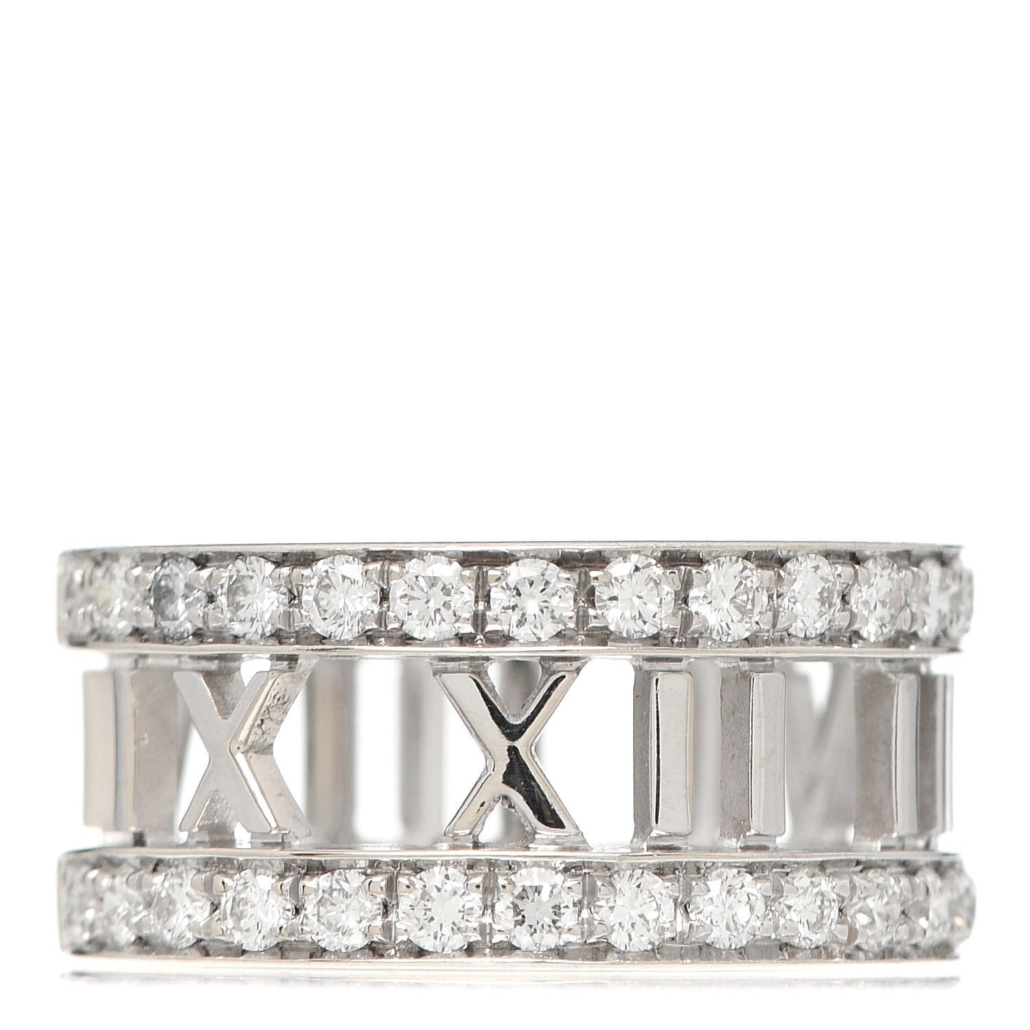 Tiffany 18K White Gold Diamond Atlas Open Ring 50 5.5 1 of 5