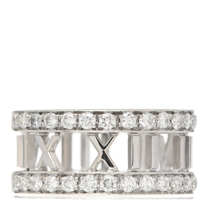 Tiffany 18K White Gold Diamond Atlas Open Ring 50 5.5 1 of 5