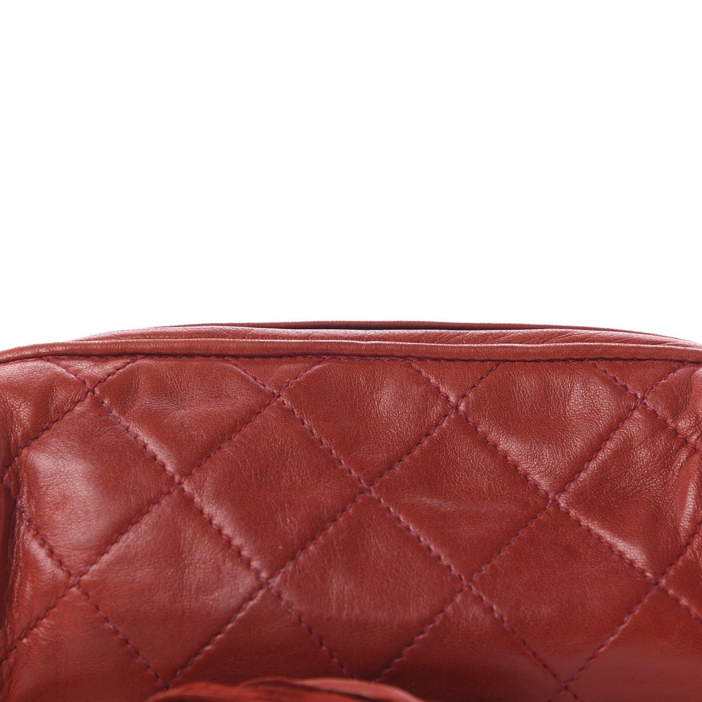 Lambskin Quilted Tassel Pouch Red
