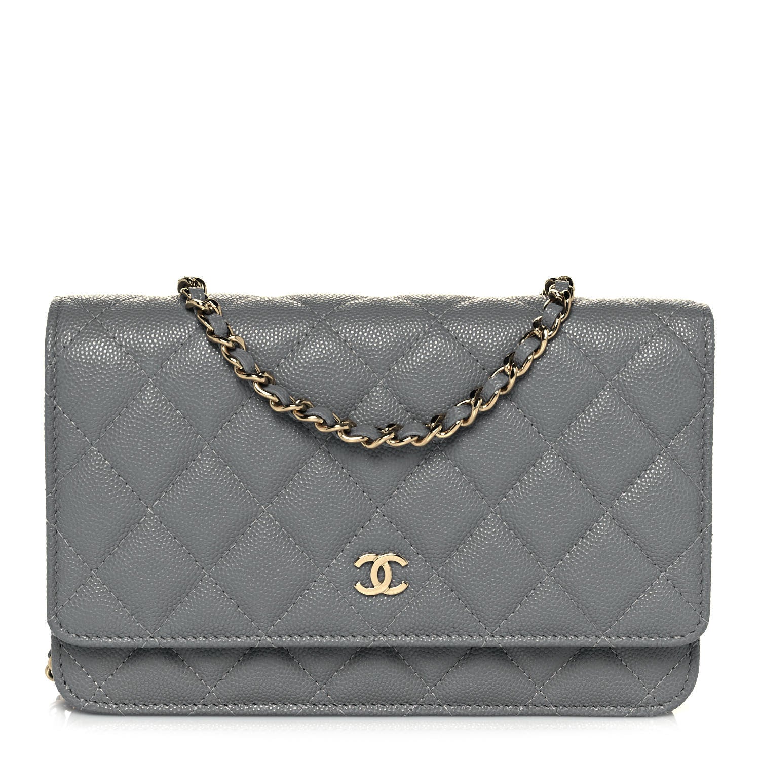 Chanel Caviar Quilted Wallet On Chain WOC Dark Grey 1 of 12
