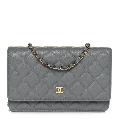 Chanel Caviar Quilted Wallet On Chain WOC Dark Grey 1 of 12