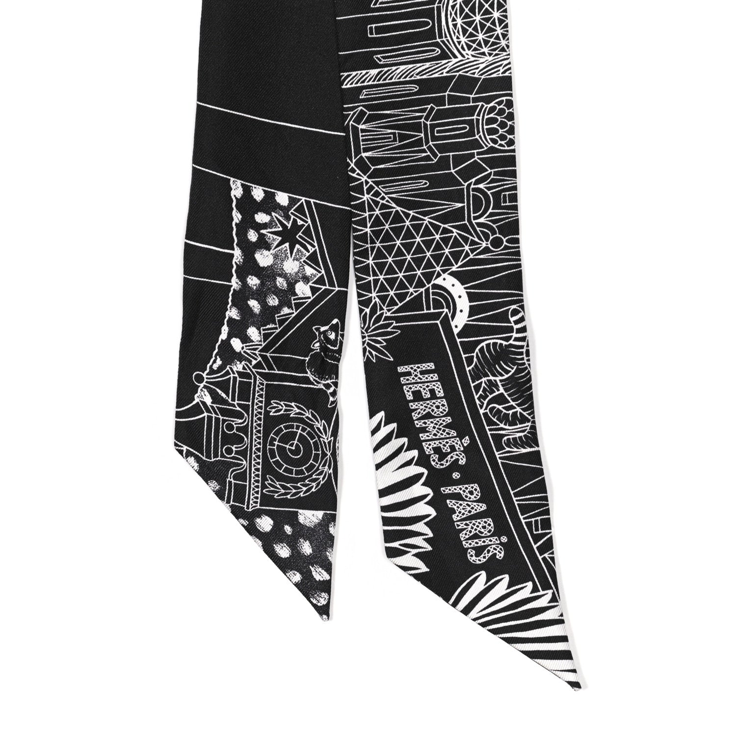 Hermes Silk Animapolis Twilly Black White 2 of 4