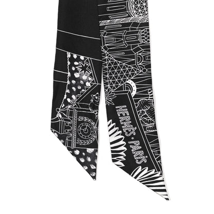 Hermes Silk Animapolis Twilly Black White 2 of 4