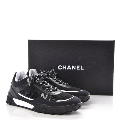 Chanel Calfskin Mesh Lycra Sneakers 38 Black 9 of 9