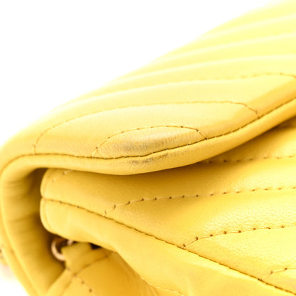 Chanel Lambskin Chevron Quilted Extra Mini Rectangular Flap Yellow 16 of 16
