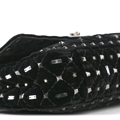 Valentino Garavani Velvet Small Rockstud Spike Embellished Shoulder Bag Black 9 of 15